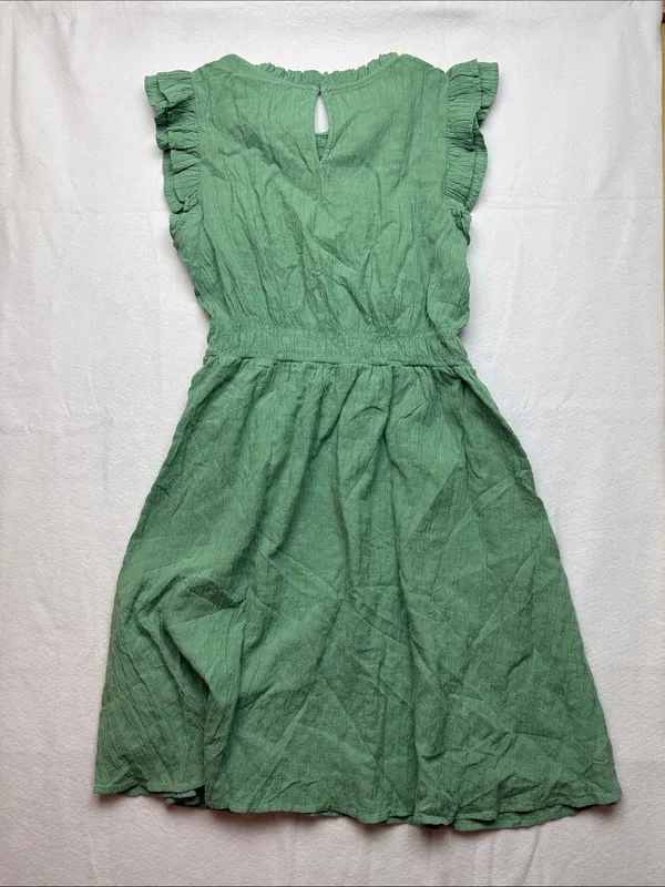 J. Crew size large Green Ruffle Sleeve Casual Dress knee length olive guest - Image 10