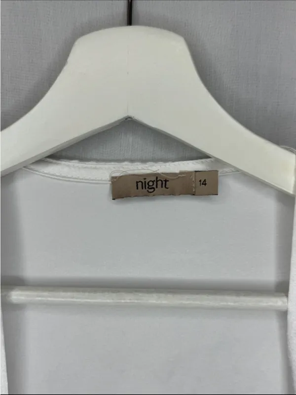 Night Satin Feather Trim Robe White Size 14 - Image 3