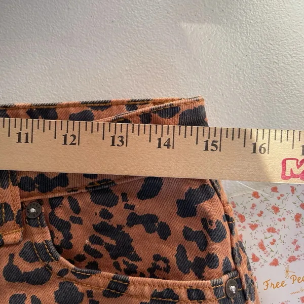 Free People We The Free Denim Mini Skirt Leopard Print Brown Black Women's 28 - Image 11