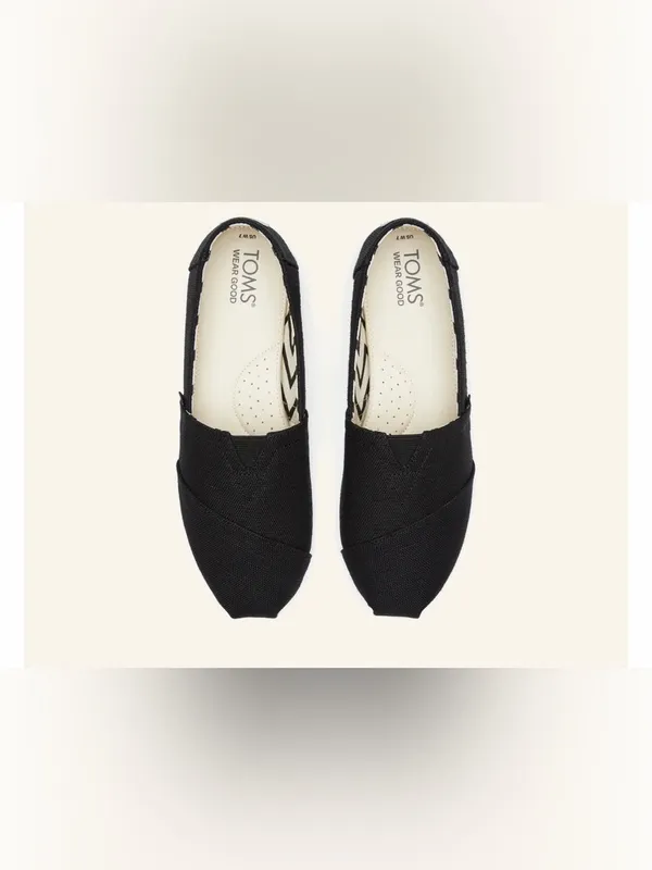 Toms Black Slip-On Canvas Shoes Size 5.5 Wide - Image 3