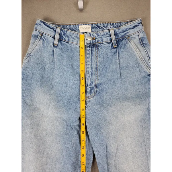 Pilcro and the Letterpress Wide Leg Jeans Womens 26 Blue Light Wash Pleated High‎ Rise Anthropologie - Image 7