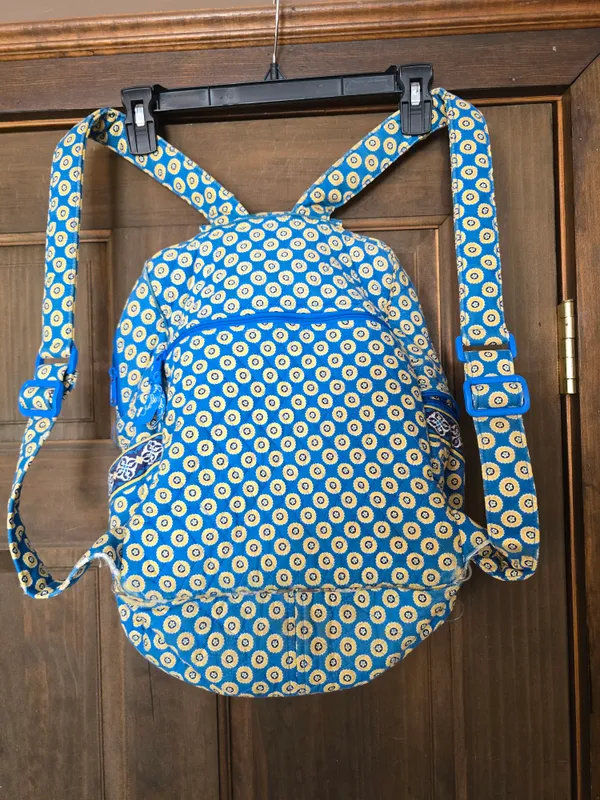 Vera Bradley Blue/Cream Floral Medallion Backpack Riviera Blue Retired Pattern - Image 3