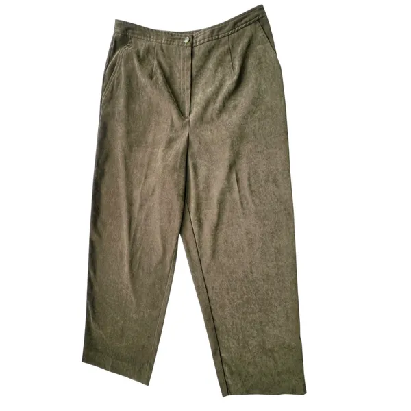 Villager Liz‎ Claiborne Olive Green Faux Suede Pants Womens 14 Short Ankle Y2K - Image 8