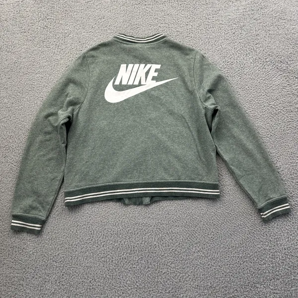 Nike Sportswear Fleece Bomber Jacket Sage Green Athletic Athleisure Women Large - Image 2