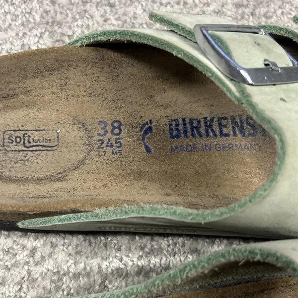 Birkenstock Arizona Leather Sandals Womens 7 Light Green EU 38 Mens 5 - Image 9