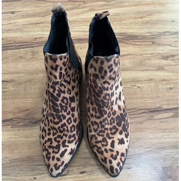Bella Vita Leopard Print Ankle Boots Pointed Toe Chelsea Booties Brown Black‎ 9 - Image 4