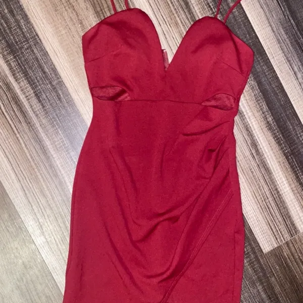 Windsor Red Ruched Spaghetti Strap Mini Dress - Image 10