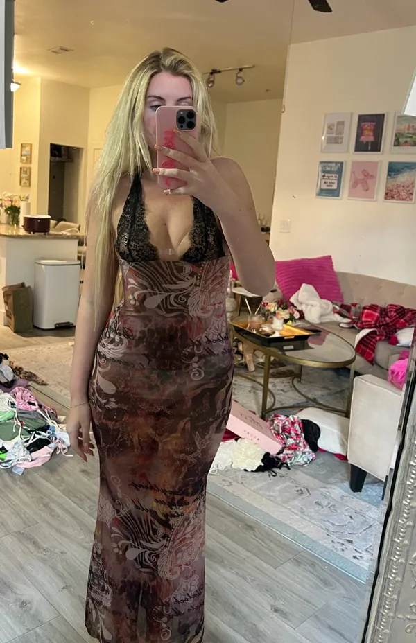 Shein Sheer Printed Maxi Dress - Image 2