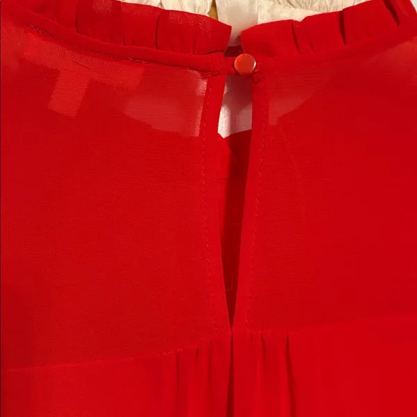 Monteau Vibrant Valentine’s Red Ruffle Sleeve Blouse - Image 8