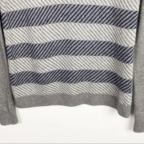 J. CREW FACTORY Gray Striped Merino Wool Blend Long Sleeves Sweater Small Preppy - Image 6