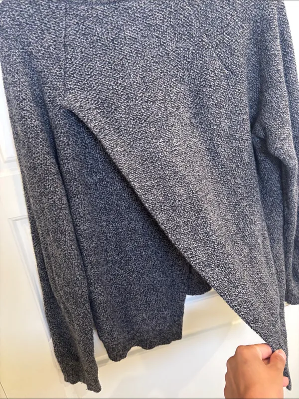 Madewell Gray Marled Knit Split Hem Pullover Sweater L - Image 4
