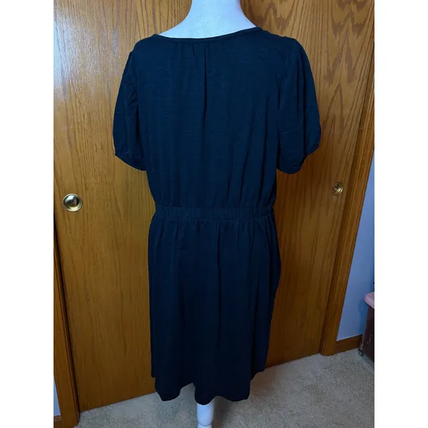 Daily Practice by Anthropologie Black Puff Sleeve Mini Dress 100% cotton Size L - Image 4