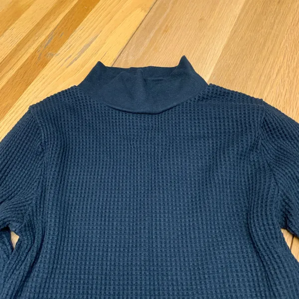 Aerie Waffle Knit Turtleneck Long Sleeve Cropped‎ Top Black Womens Size Medium - Image 2