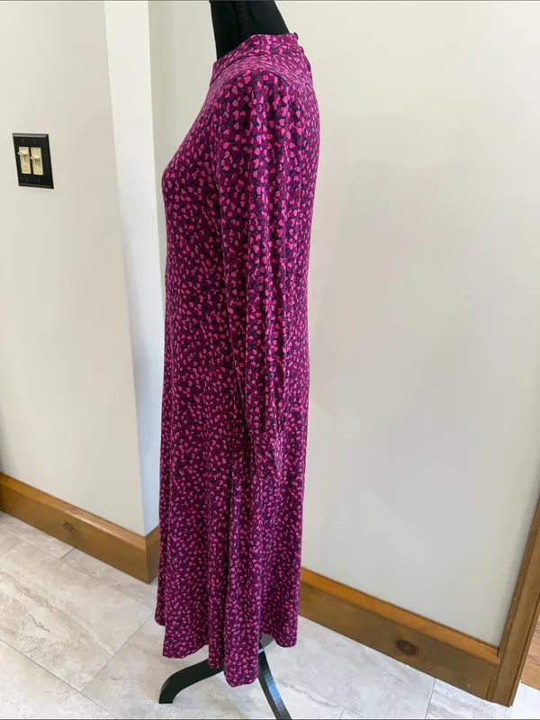 Boden Carly Jersey Midi Dress - Pink and Navy Flambe Trellis Vine size 8P - Image 3