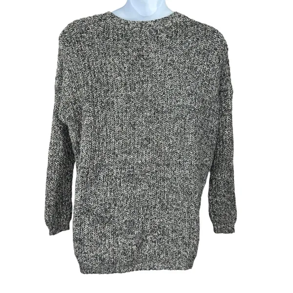 Aerie Chunky Lace Up Sweater XL Gray Confetti Knit Cozy Oversized Pullover - Image 3