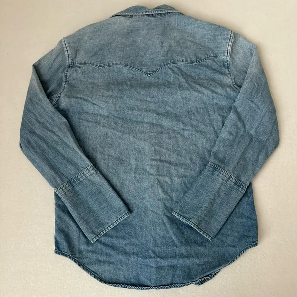 J.Crew Chambray Pearl Snap Button Denim Western Shirt Women’s Small - Image 3