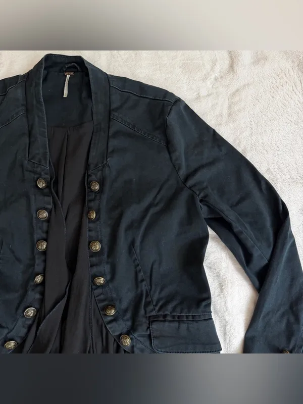 Free People Romantic Ruffles Jacket in Black Combo Size Small - Image 4
