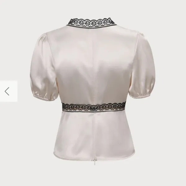 RIHOAS The Apricot V-Neck Lace Puff Sleeve Blouse 3 - Image 6