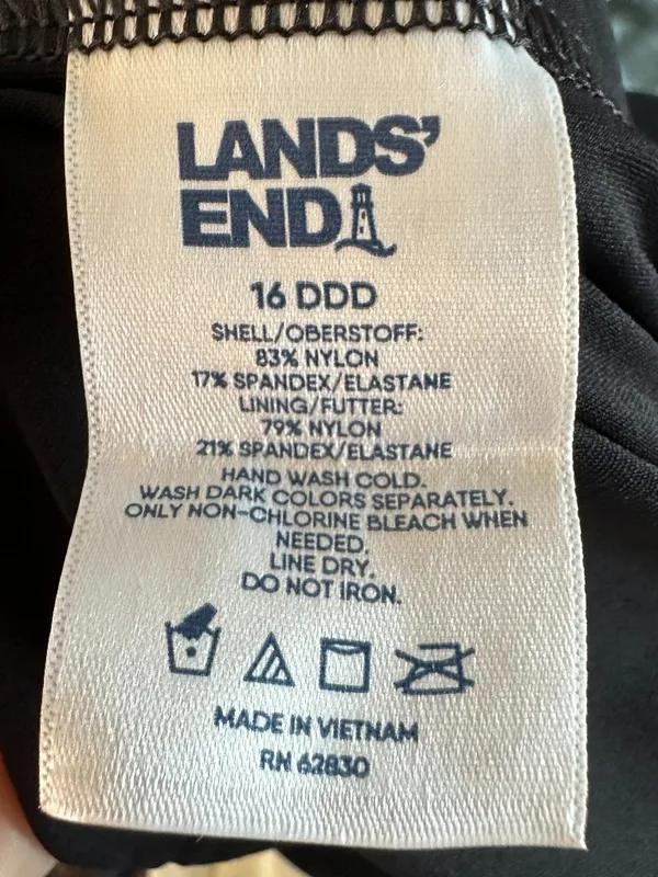 Lands End Womens Blouson Chlorine Resistant Tankini Swim Top in Black Size 16 - Image 7