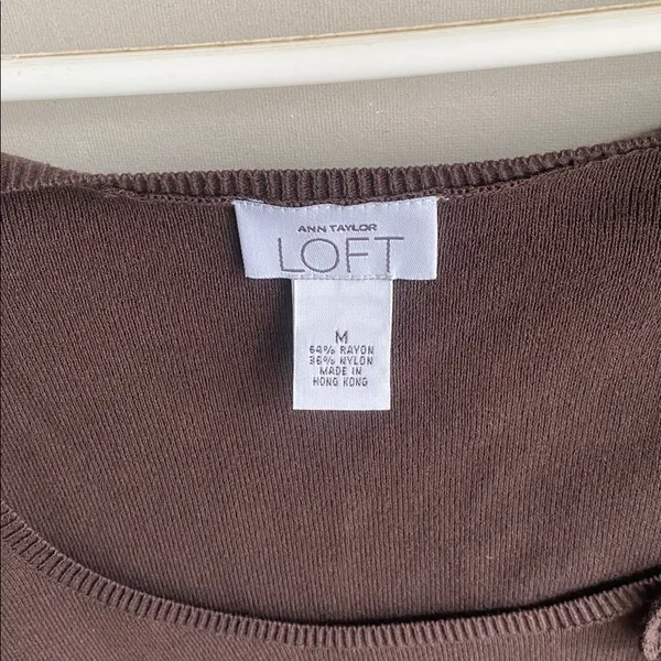 ❤️LOFT Chocolate Knit Top with Floral Details - Image 3