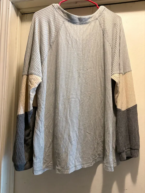 No tag blue waffle knit long sleeve shirt - Image 2