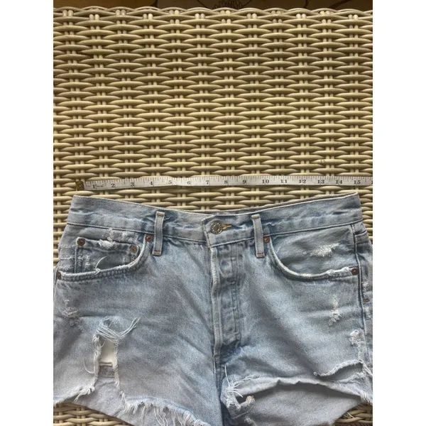 AGOLDE Parker Vintage Cut Off Denim Shorts Size 27 boho distressed designer - Image 10