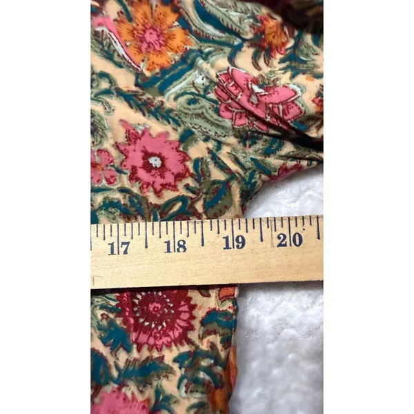 Natural Life Women XL Floral Boho Peasant Blouse V-Neck Long Sleeve Rayon Top - Image 6