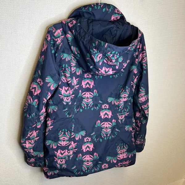 Burton Living Lining Snowboard Jacket Womens Small Navy Blue Pink‎ Floral Hooded - Image 4