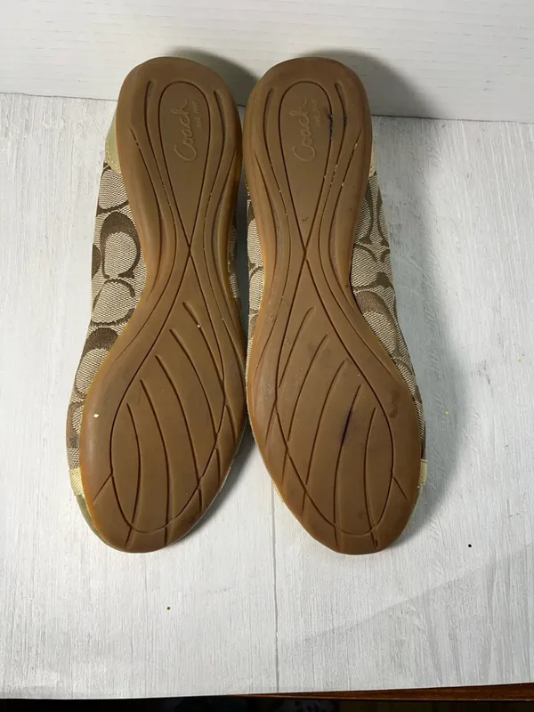 Coach Women's Brown Signature Canvas Ballet Flats with Gold Cap Toe - Image 5