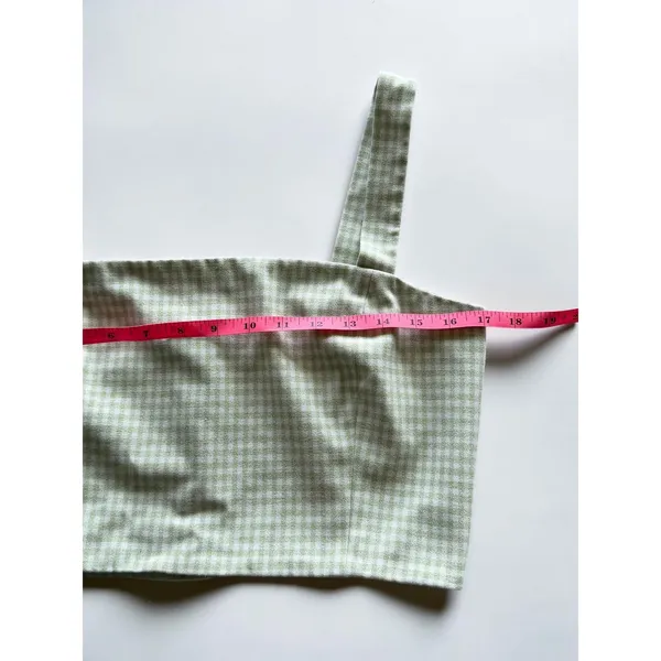 Wilfred Aritzia Gingham Cropped Tank Top Sage Green White‎ Button Back Cami 4 - Image 4