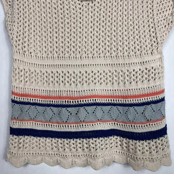 Sanctuary Swim Cover Up Womens Small Ivory Multi Boho Open Knit Crochet Top - Image 5