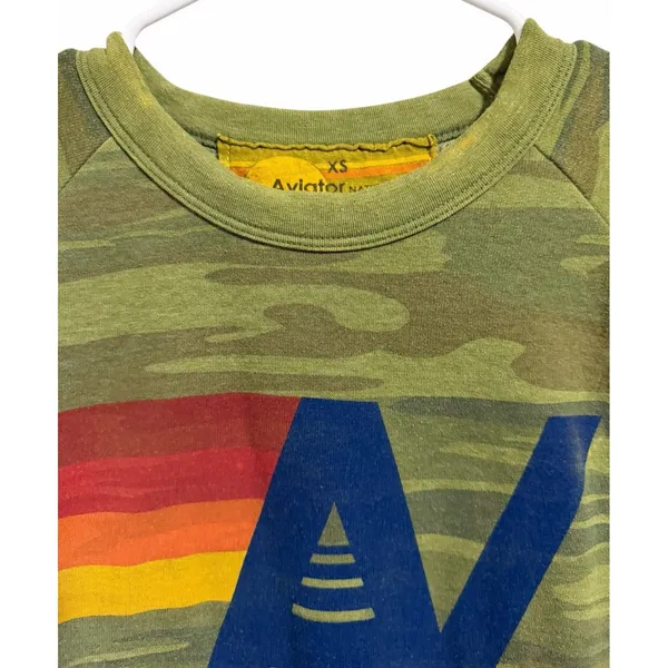Aviator Nation Logo Camo‎ Crew Sweatshirt Size XS - Image 3
