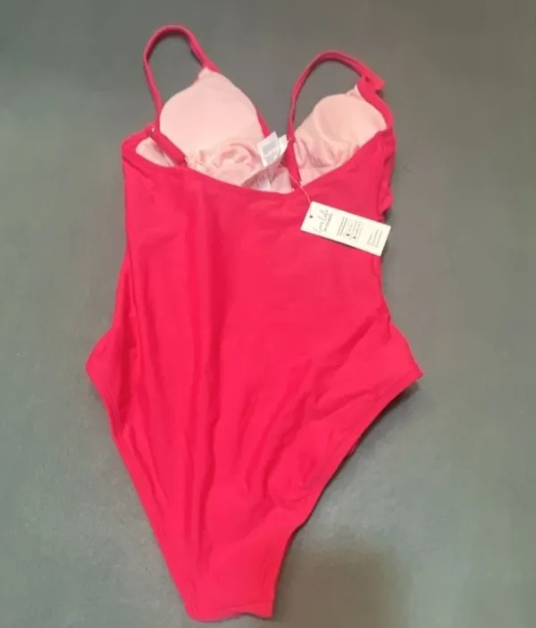 Cupshe Women's Ruched V-Neck One-Piece Swimsuit Pink Size S - Image 9