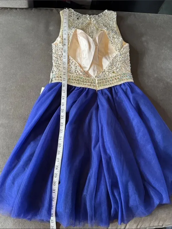 Women’s Embellished Sequin Beaded Bodice Royal Blue Tulle Party Dress Size 2 NWT - Image 9