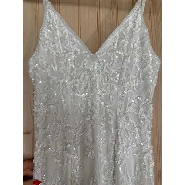 NWOT Lulus Everlasting Passion White Sequin Beaded Backless Maxi Dress Bride M - Image 6