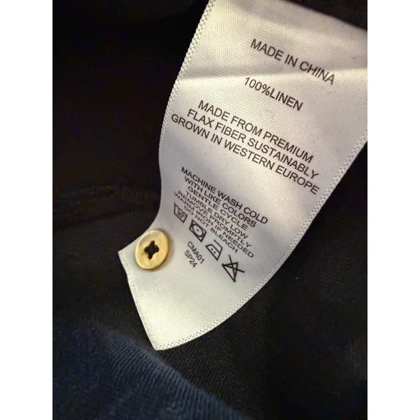 Quince Linen Pintuck Shift Dress Womens S Black Short Sleeve Pockets CMA01 - Image 5