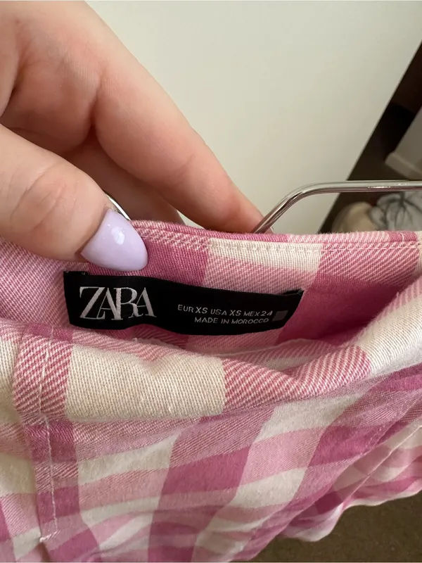 Zara Pink and White Pleated Mini Skirt Skort Size XS Women's - Image 6