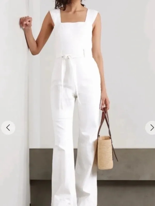 Alice + Olivia White Jean Belted Gorgeous Jumpsuit Women’s Sz 25 - Image 2