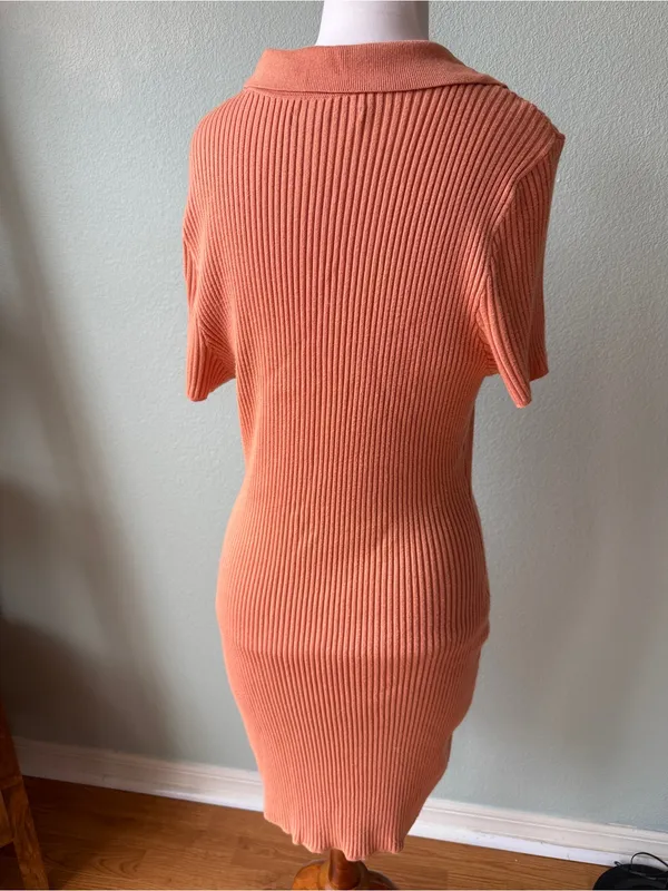 Abercrombie & Fitch Ribbed Elevated Knit Polo Dress Size Large - Image 5