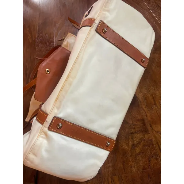 DOONEY & BOURKE Smith Bag *AS IS Nylon Leather Cream Color Purse Tote - Image 8