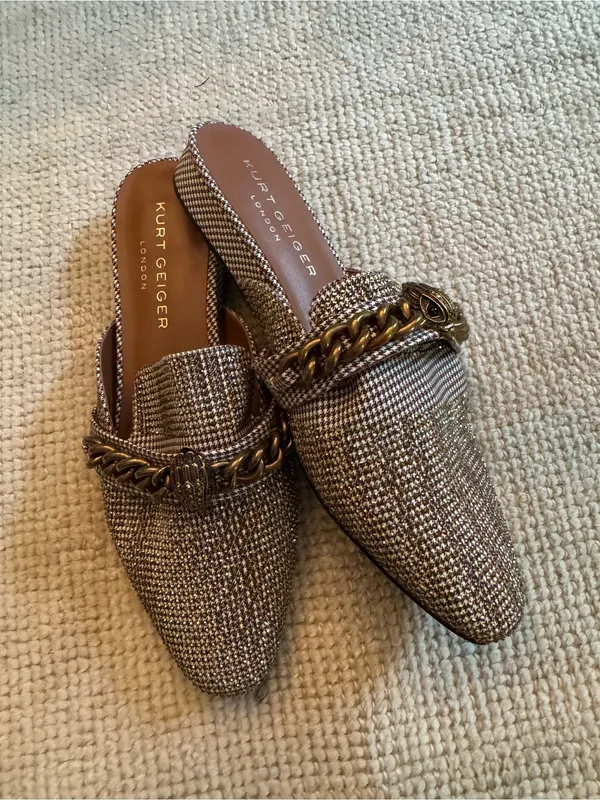 Kurt Geiger Chelsea Mule Metallic Gold Braided-Chain Mules | Size 39 - Image 6