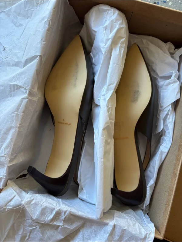 By Anthropologie Genuine Leather Pointed-Toe Slingback Pumps - Image 3