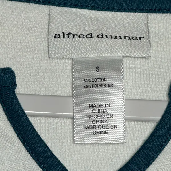 Alfred Dunner‎ Striped 3/4 Sleeve V Neck Top Stud Embellished Women's Size Small - Image 3