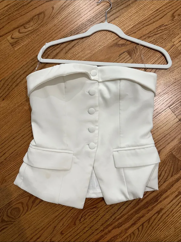 Princess Polly Ivory Strapless Corset Top with Button Closure US4 - Image 2