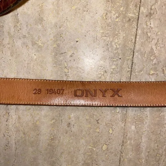 Onyx belt Womens South Western Brown Croco Embossed Leather‎ Belt 28 - Image 4