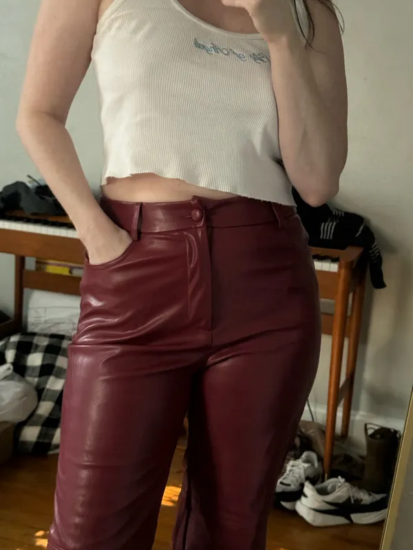 SHEIN Burgundy Faux Leather Pants - Image 2