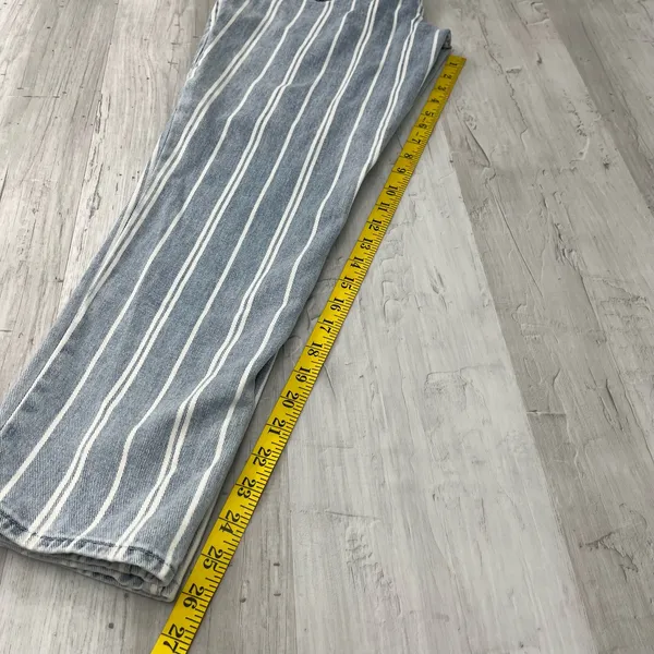 PacSun Blue White Stripe High Rise Slim Fit Cotton Mom Jeans 27 - Image 9