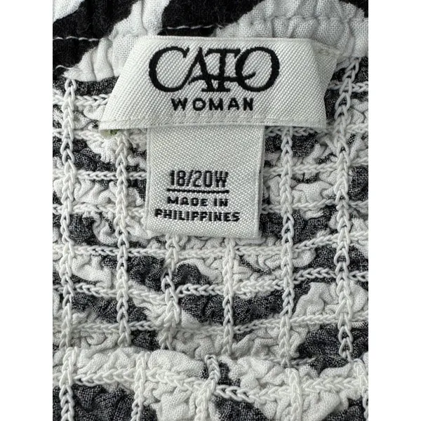 Cato Strapless Maxi Dress Chevron Print Black White Yellow Smocked Bodice 18/20W - Image 6