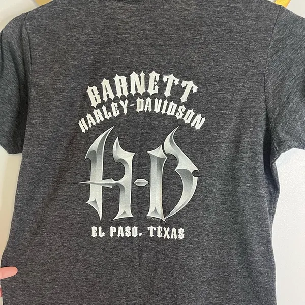 Harley Davidson Barnett El Paso Texas Graphic Tee Small Grey Vintage 00s - Image 7