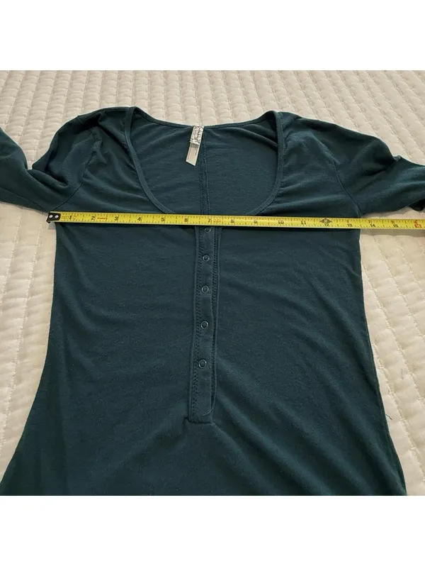 Free People Green Snap Henley Bodysuit Long Sleeve Sz XS Extra Small - Image 4